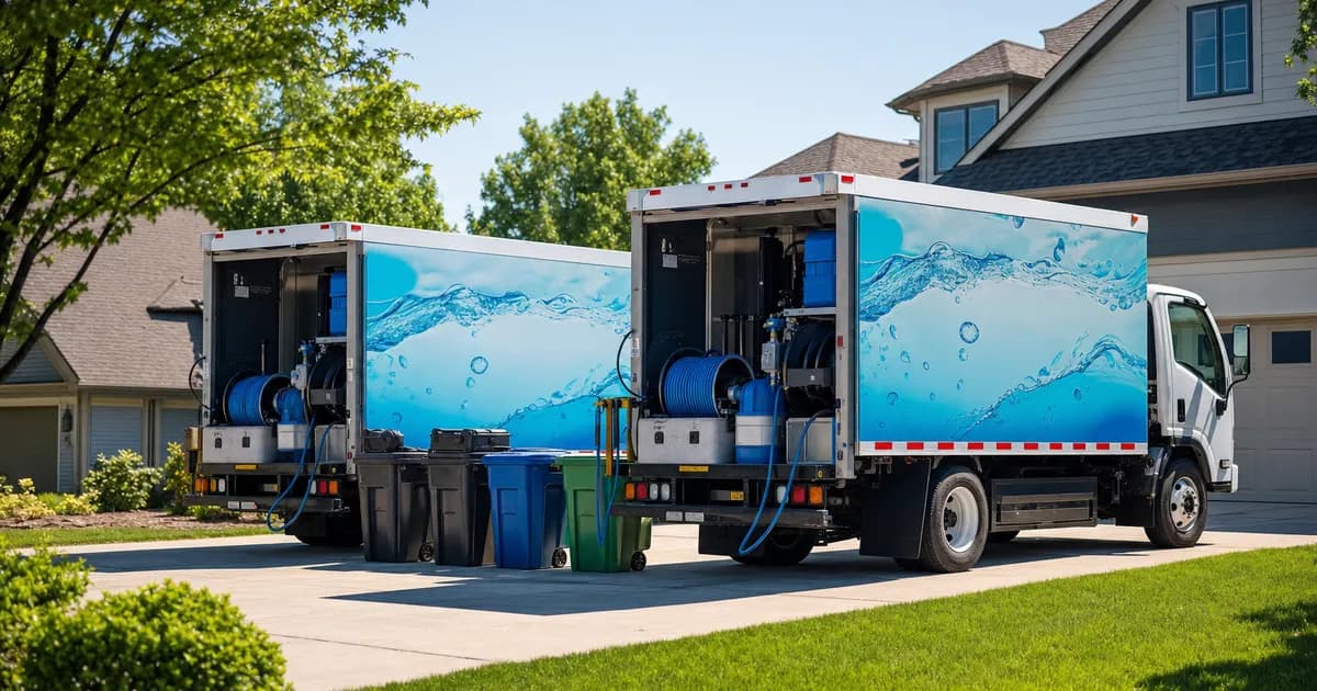 Two service trucks parked side by side