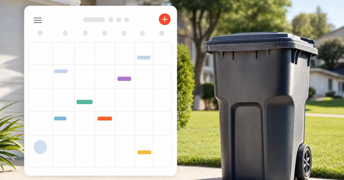 A clean trash can beside a generic calendar interface