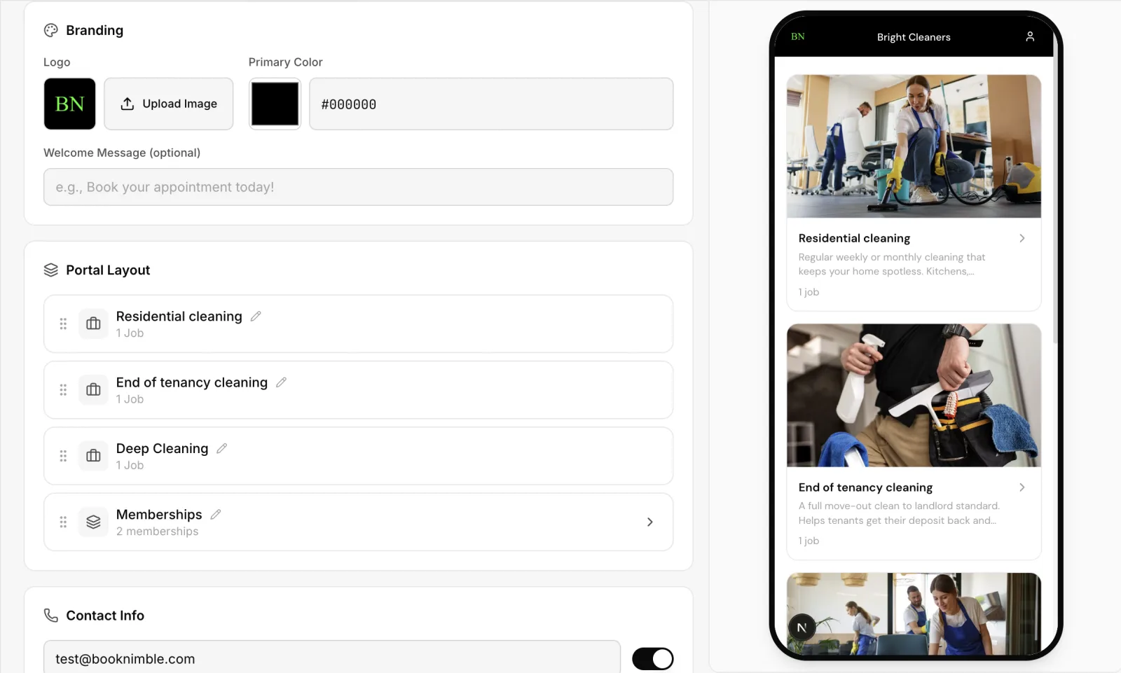 Customising a cleaning company's branded booking page
